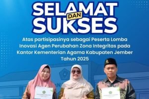 Dua Guru MTsN 2 Jember mendapat Anugerah Inovatif dari Kepala Kemenag Jember